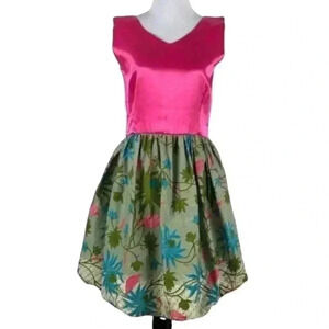 Hawaiian balloon dress tropical pink green blue